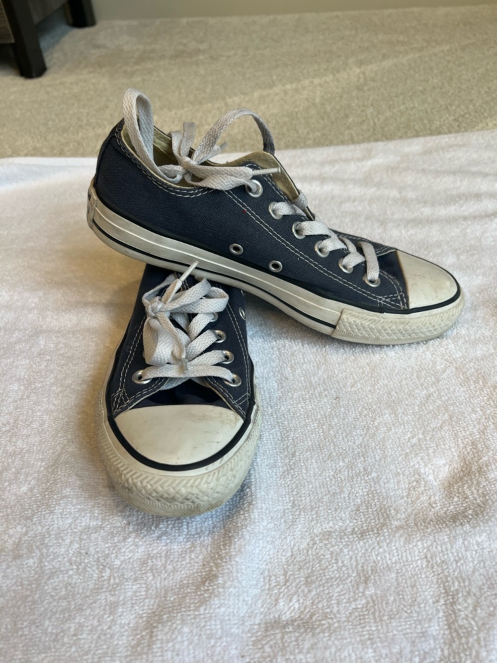 Converse Low-Top Canvas Sneakers in Navy and White